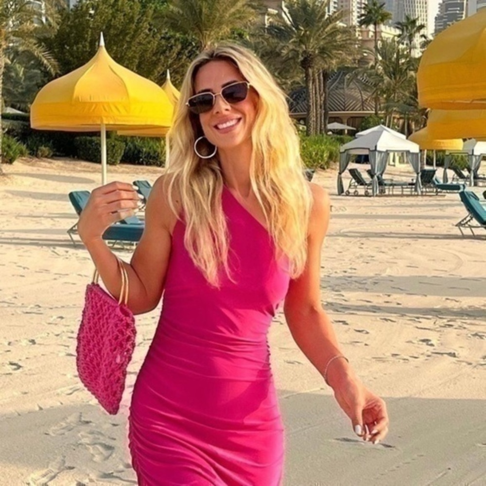 ZARA Knotted asymmetric Pink dress 4174/324/630